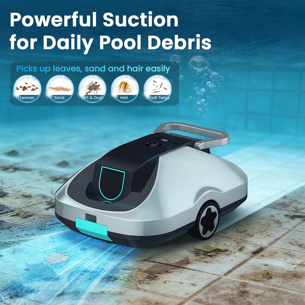Vperac Robotic Pool Cleaner, Cordless Automatic Pool Vacuum Robot for Above Ground & Inground Pools, 210 mins Runtime, Self Parking, Powerful Suction  Remove Leaves & Dirt for Pools up to 2500 sq.ft