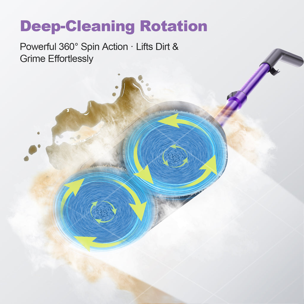 Vperac F6 Scrubbing Steam Mop with Rotating Pads, Lightweight Spin Steam Mop for Home, 23FT Cord, LED Headlights, Self-Standing & Washable Pads, Mop for Hard Floor/Laminate/Marble