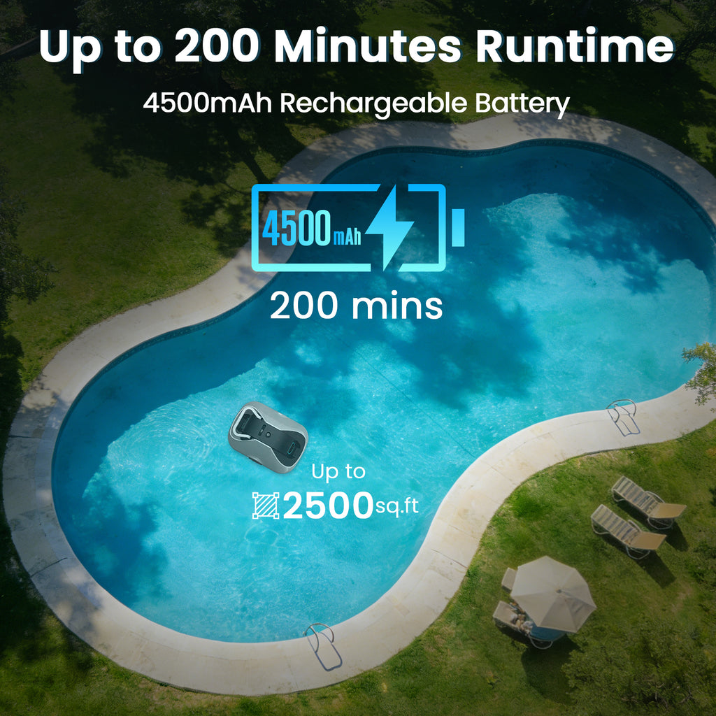 Vperac Robotic Pool Cleaner, Cordless Automatic Pool Vacuum Robot for Above Ground & Inground Pools, 210 mins Runtime, Self Parking, Powerful Suction  Remove Leaves & Dirt for Pools up to 2500 sq.ft