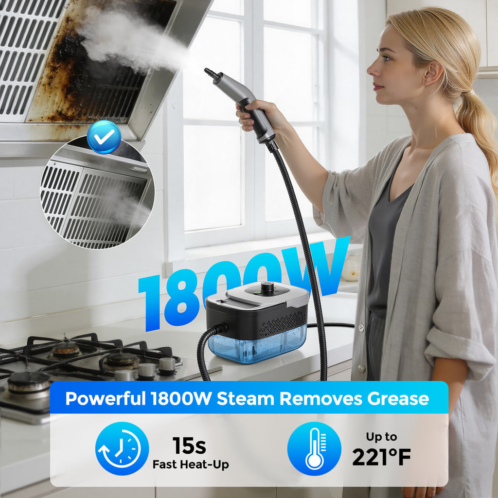 Vperac 7 in 1 Portable Steam Cleaner for Home with 1800W High Pressure, 15s Quick Heat-Up, 1600ML Large Tank, Handheld Steam Cleaner for Kitchen Upholstery, Tile, Car, Bathroom, Grout, Floor
