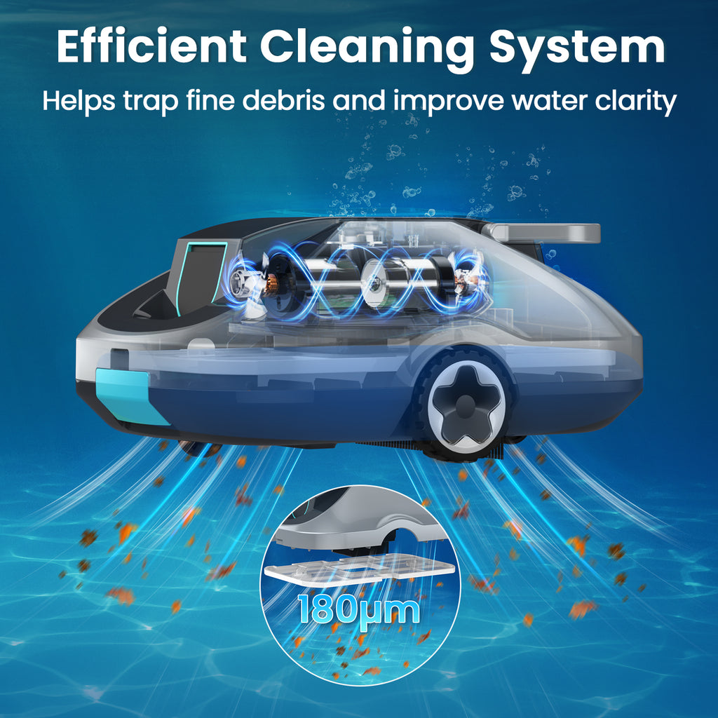 Vperac Robotic Pool Cleaner, Cordless Automatic Pool Vacuum Robot for Above Ground & Inground Pools, 210 mins Runtime, Self Parking, Powerful Suction  Remove Leaves & Dirt for Pools up to 2500 sq.ft