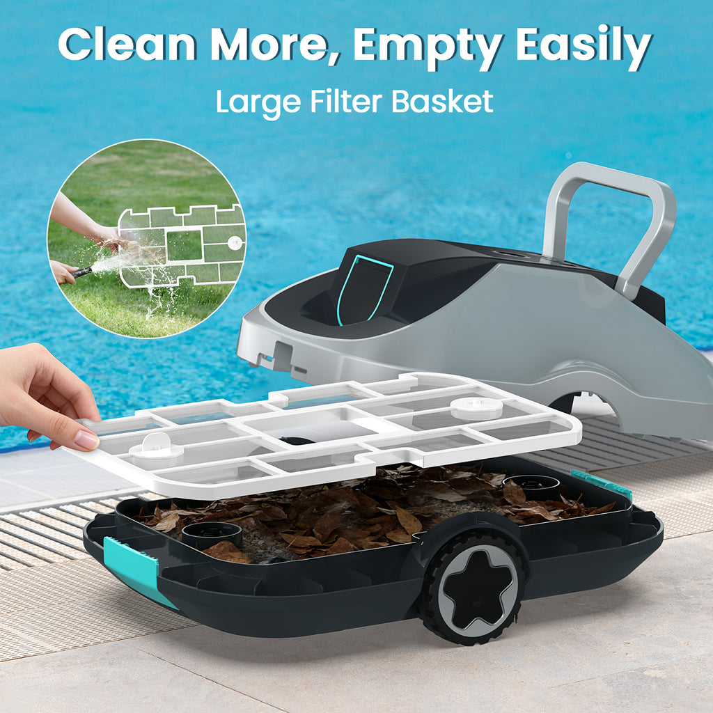 Vperac Robotic Pool Cleaner, Cordless Automatic Pool Vacuum Robot for Above Ground & Inground Pools, 210 mins Runtime, Self Parking, Powerful Suction  Remove Leaves & Dirt for Pools up to 2500 sq.ft