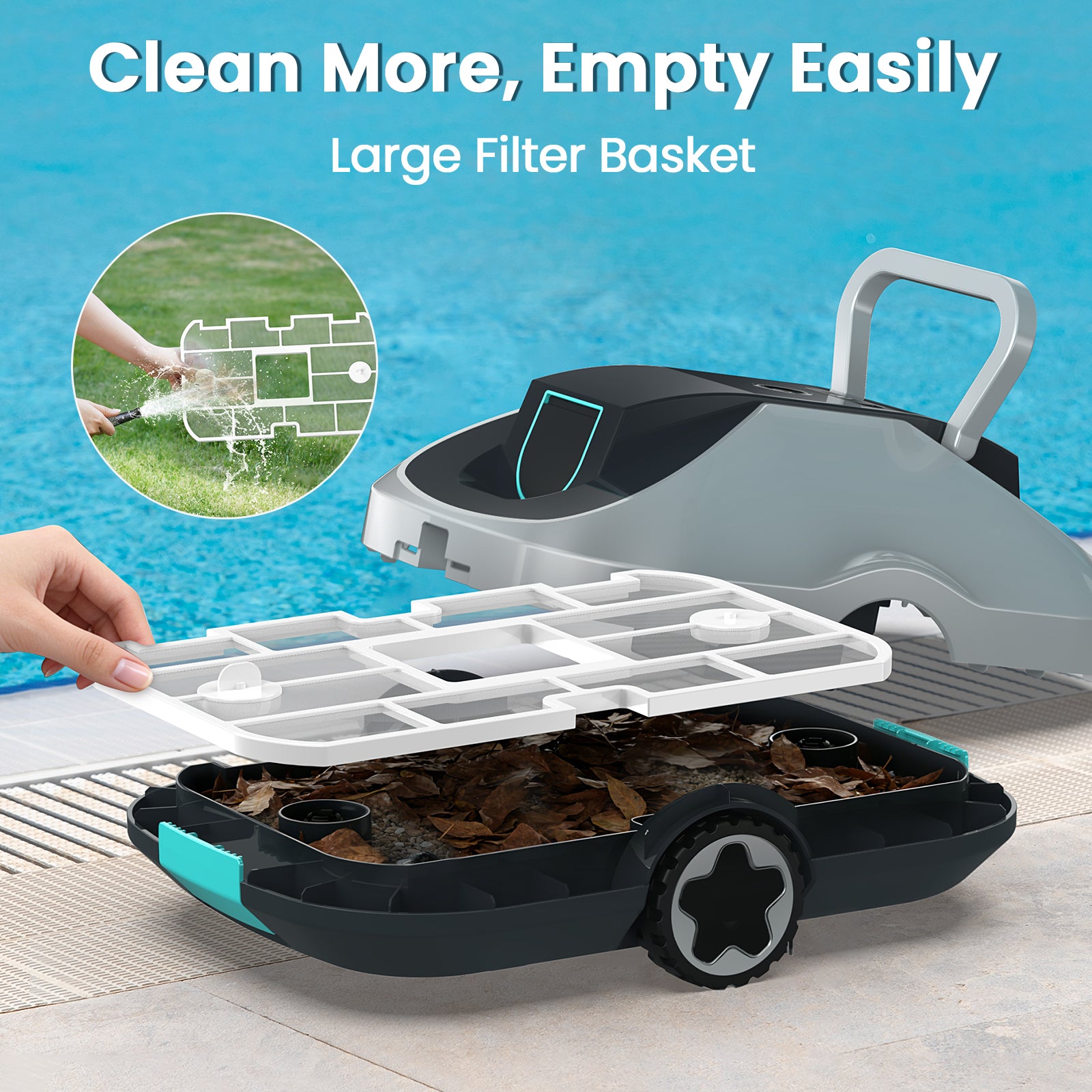 Vperac Robotic Pool Cleaner, Cordless Automatic Pool Vacuum Robot for Above Ground & Inground Pools, 210 mins Runtime, Self Parking, Powerful Suction  Remove Leaves & Dirt for Pools up to 2500 sq.ft
