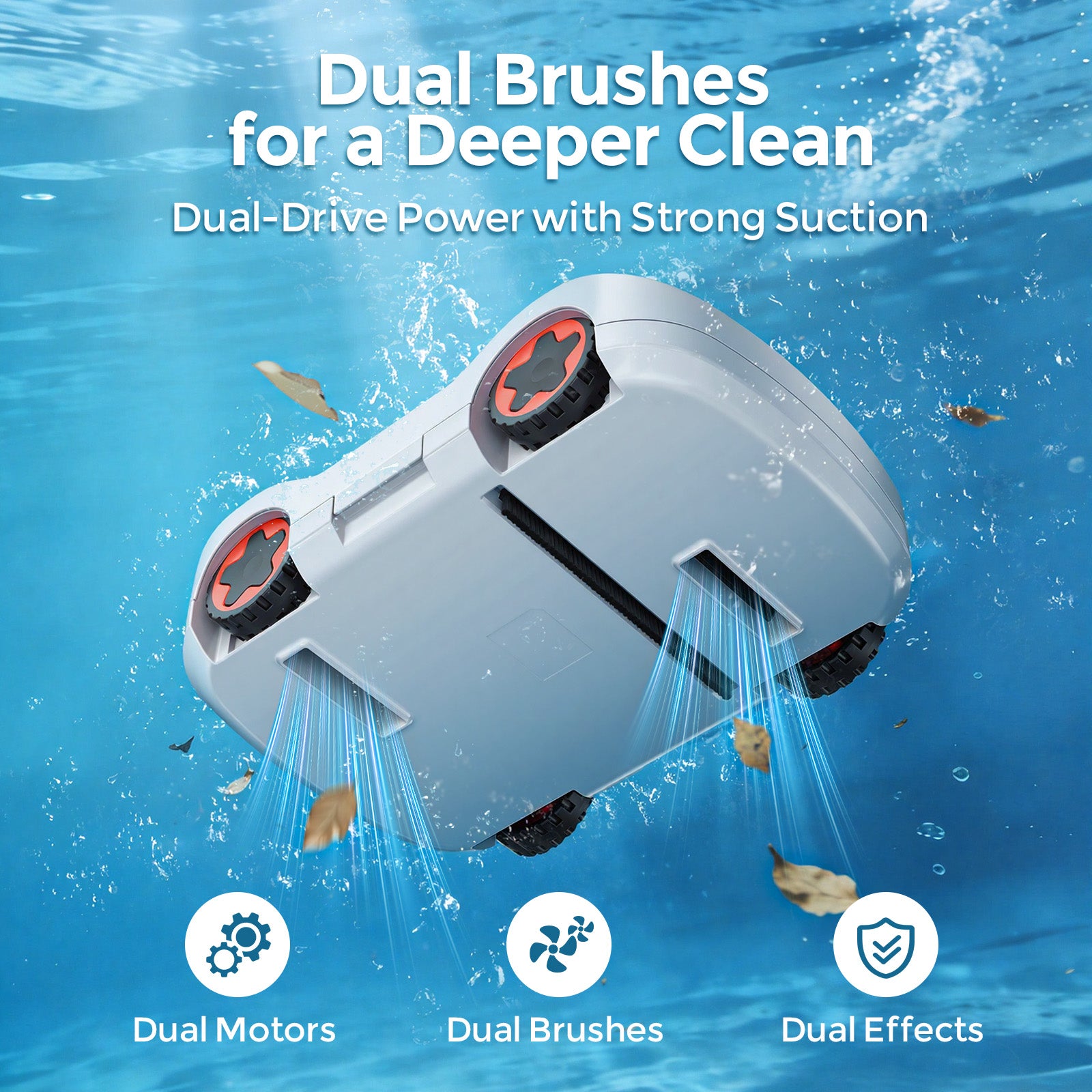 Vperac Robotic Pool Cleaner Cordless Pool Vacuum Robot with 180-Min Runtime 2.7L Large Filter Basket & Self Parking for Above-Ground/Inground Pools up to 2200 Sq.Ft