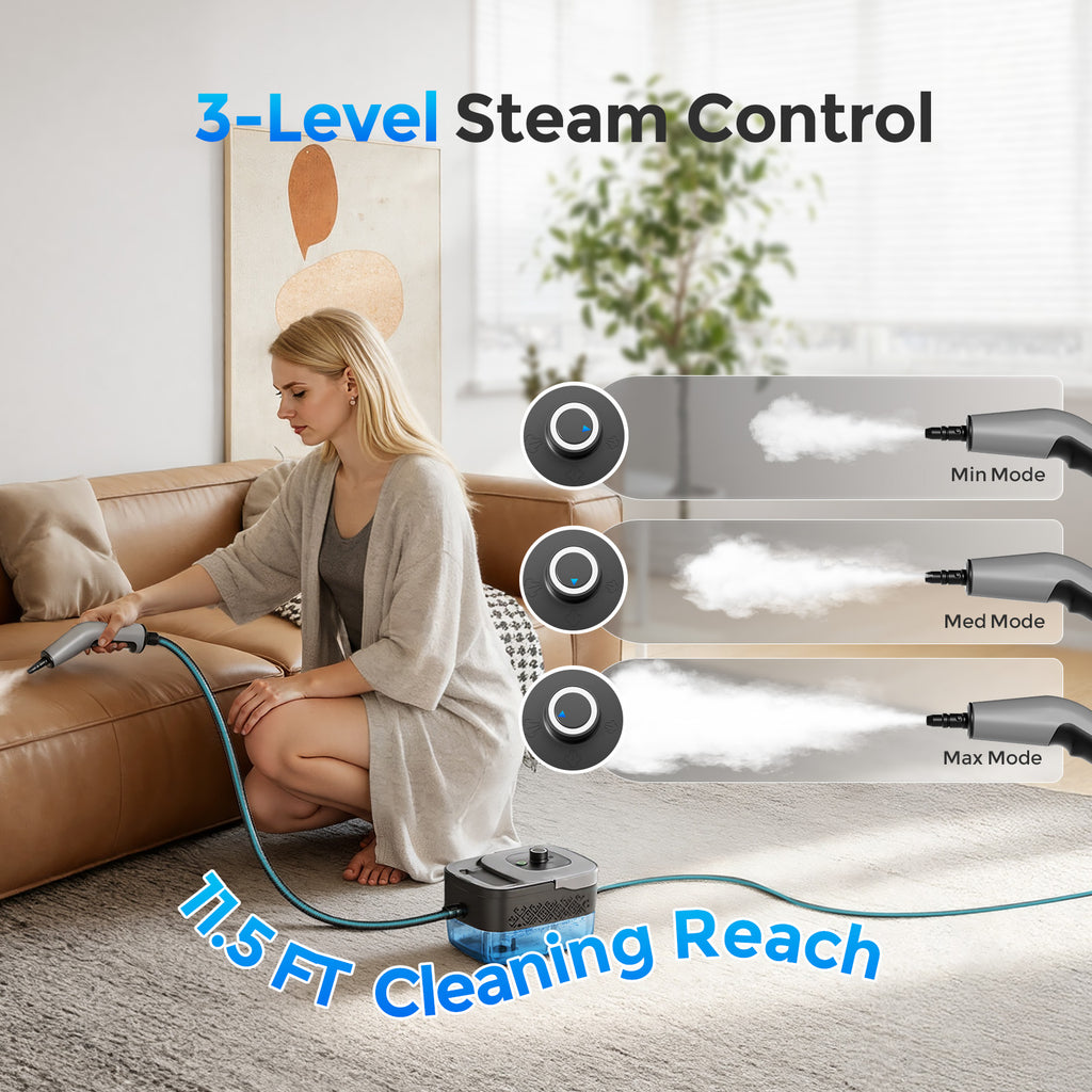 Vperac 7 in 1 Portable Steam Cleaner for Home with 1800W High Pressure, 15s Quick Heat-Up, 1600ML Large Tank, Handheld Steam Cleaner for Kitchen Upholstery, Tile, Car, Bathroom, Grout, Floor