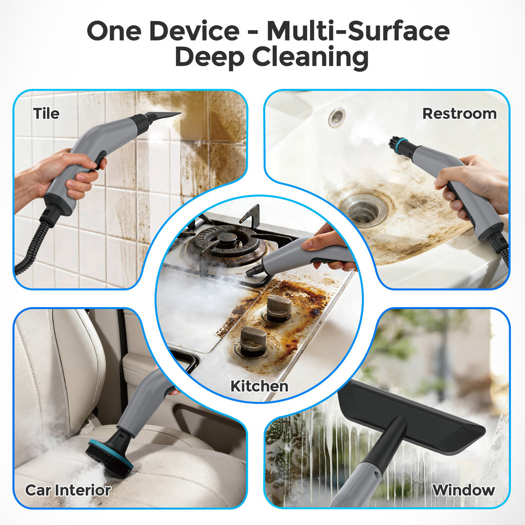 Vperac 7 in 1 Portable Steam Cleaner for Home with 1800W High Pressure, 15s Quick Heat-Up, 1600ML Large Tank, Handheld Steam Cleaner for Kitchen Upholstery, Tile, Car, Bathroom, Grout, Floor
