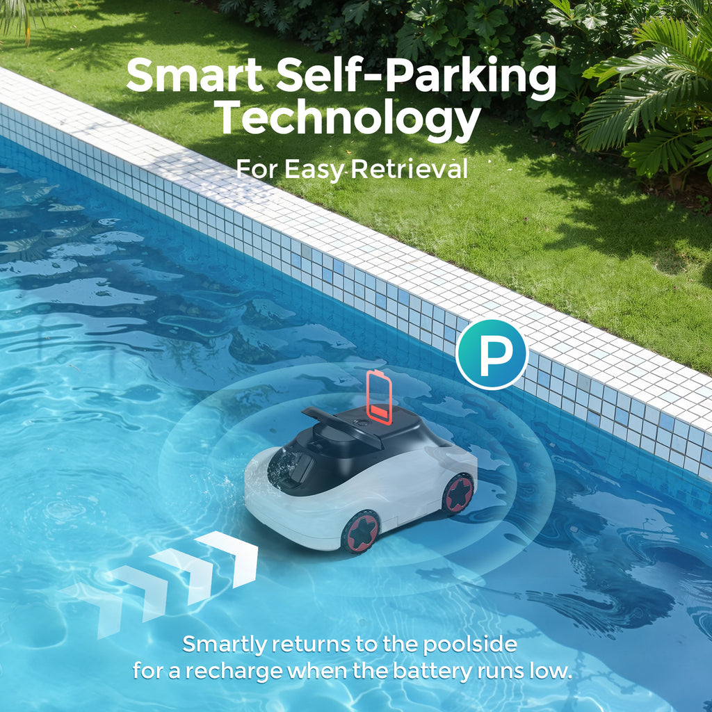 Vperac Robotic Pool Cleaner Cordless Pool Vacuum Robot with 180-Min Runtime 2.7L Large Filter Basket & Self Parking for Above-Ground/Inground Pools up to 2200 Sq.Ft