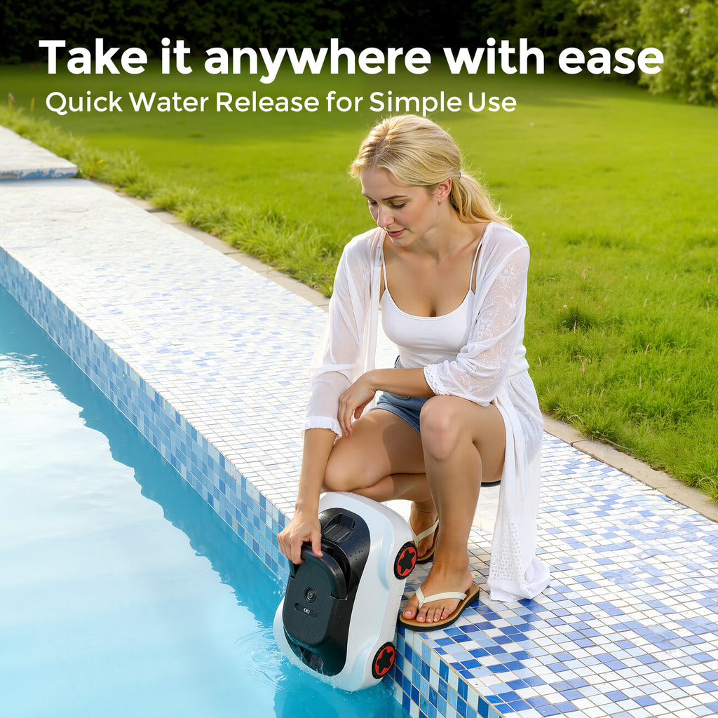 Vperac Robotic Pool Cleaner Cordless Pool Vacuum Robot with 180-Min Runtime 2.7L Large Filter Basket & Self Parking for Above-Ground/Inground Pools up to 2200 Sq.Ft